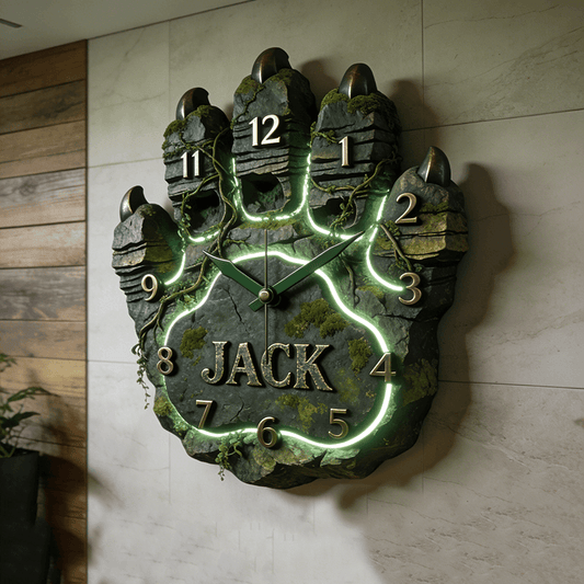 Personalized moss-covered giant hand clock